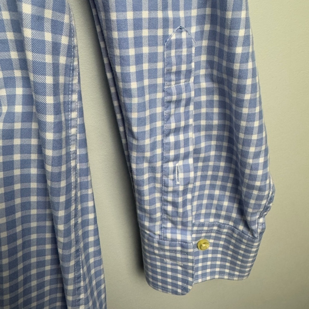 Peter Millar Button Down Blue Gingham Long sleeve… - image 6